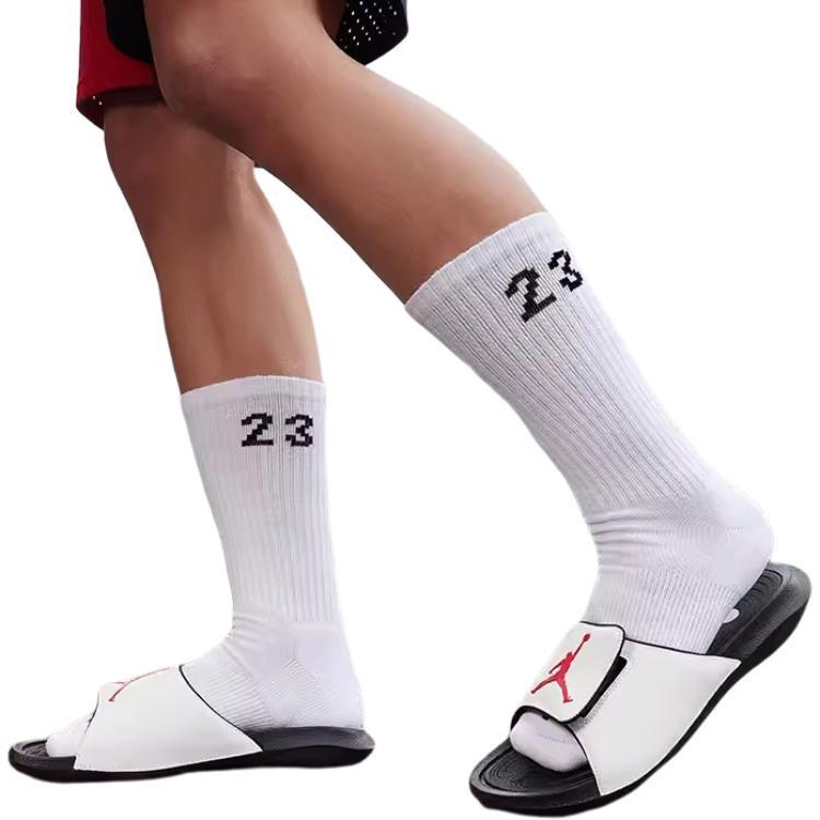 Air Jordan Solid Color Numeric Athleisure Casual Sports Socks Couple Style 6 White Men's DH4287-100
