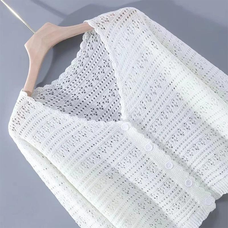 

Women s Korean Style Ice Silk Cardigan - Loose Fit, Long Sleeve, Short, Thin Shawl for Sun Protection. XXXL белый