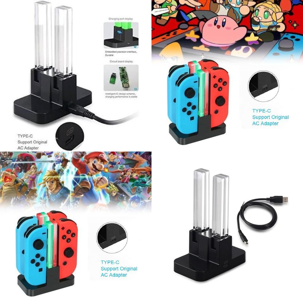 Versatile And Sleek Switch Joycon Controller Dock With Four Charging Slots For Gamers