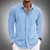 Spring and Autumn Men's Casual Patchwork Lapel Long Sleeved Shirt