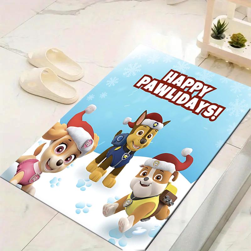 1Pc Paw Patrol Christmas Spirit Rug Office Carpet Indoor Outdoor Doormat Nonslip Soft And Comfortable Living Room Christmas Halloween Gift D91879