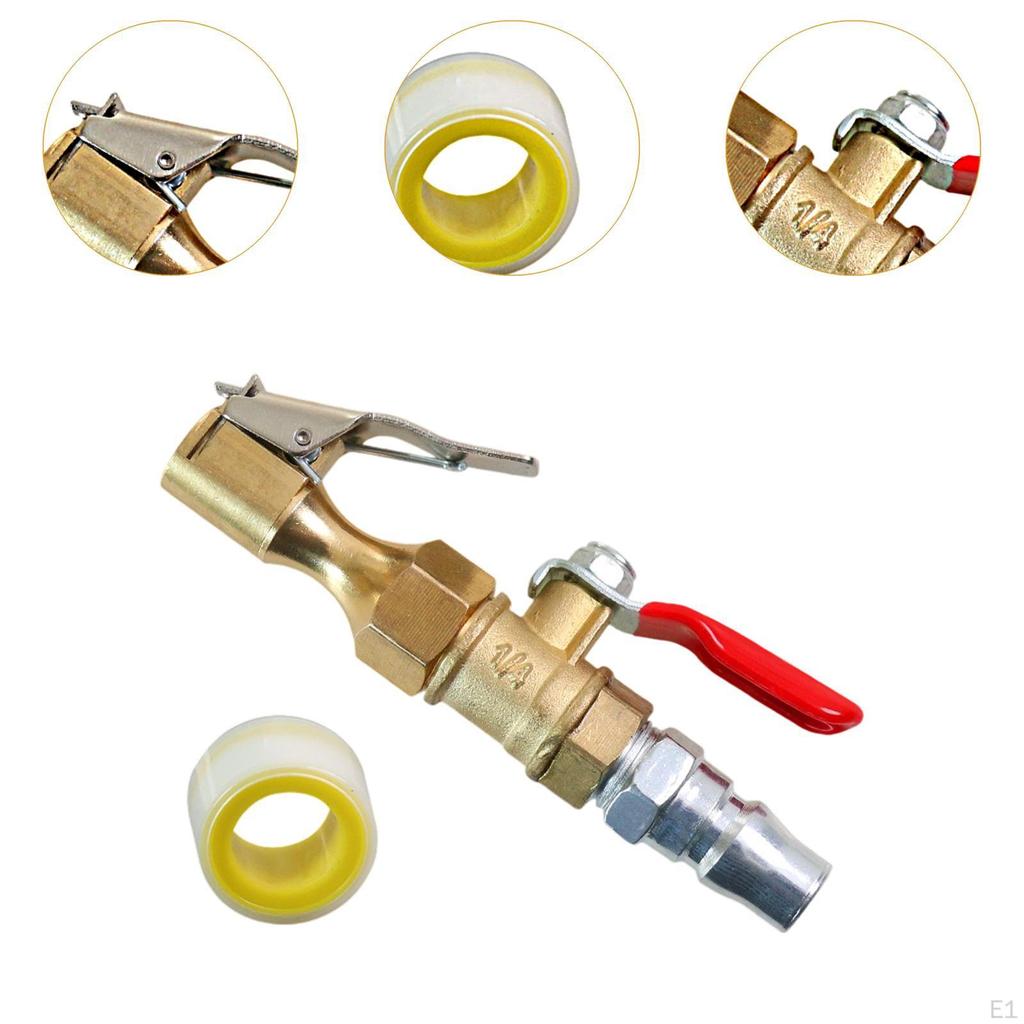 Tire Inflator Nozzle Quick Connect Air Chuck with Locking Mechanism Easy to Use Clip