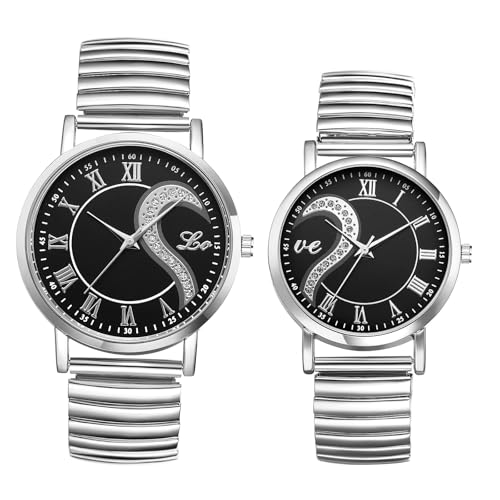 Stylish Couple s Watches, Heart Design, Silver: Analog Display, One Size Fits All, Quartz Movement, Leisure, Business, Couple s Fashion Accessory - Pe