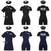 Cop Role Play Costume 4Pcs Set for Women S-4XL - Policewoman Outfits with Short Sleeve Jumpsuit, Belt, Purse & Hat Lingerie