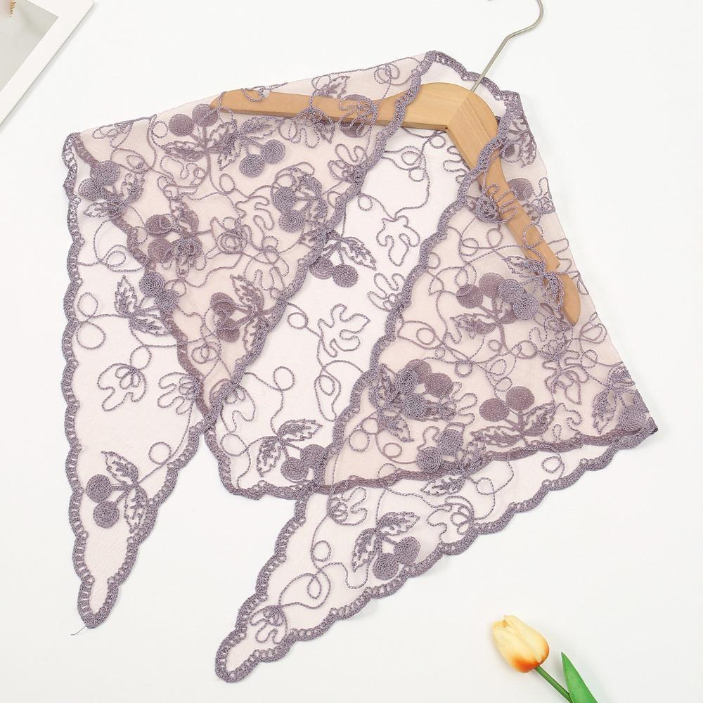 Solid Color Foulard Bandana Embroidery Hair Scarf Headband New Lace Scarf  Women
