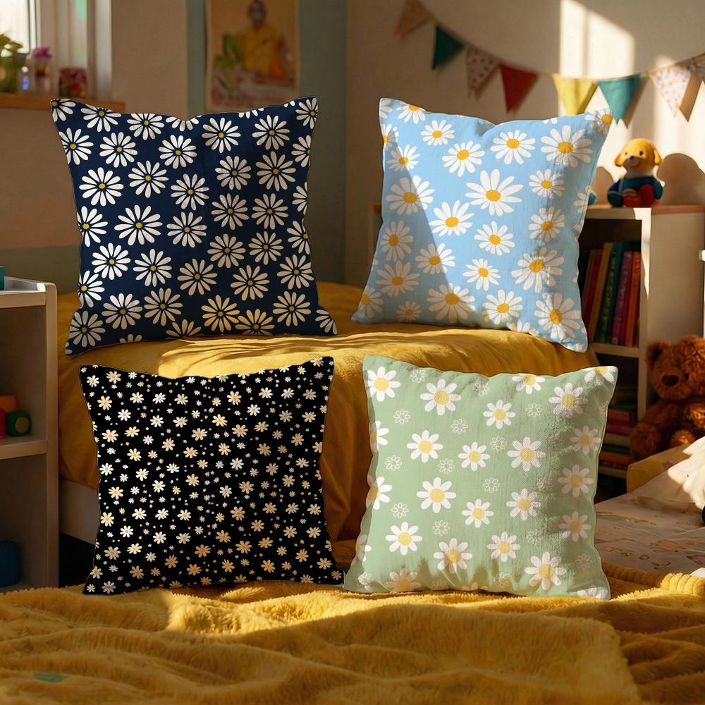 Daisy pattern Cushion Cover Set of Decorative Short Plush Pillow Covers for Sofa Soft Cushion Case x cm
