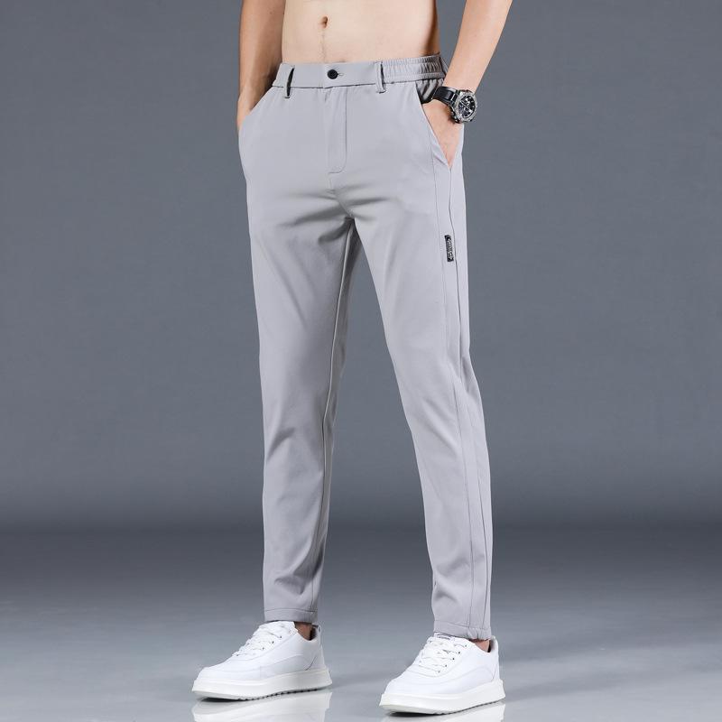 Men's Summer Thin Ice Silk Straight-Leg Casual Pants – Breathable, Fashionable Trousers.