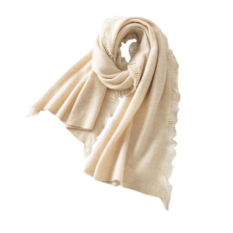 Stilvoller Kaschmirschal mit Quasten: Zweiseitiger gestrickter Wollschal für Herbst/Winter