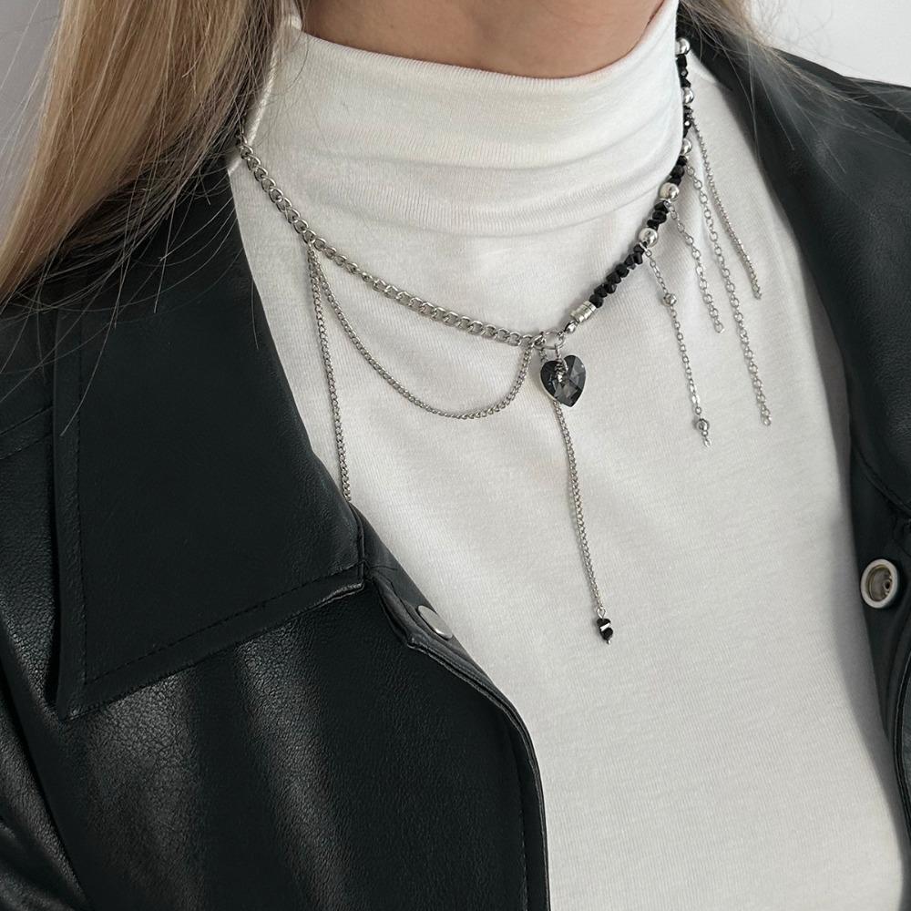 Vintage Heart-shaped Choker Irregular Zircon Tassel Stacking Multilayer Crystal Jewelry Accessories