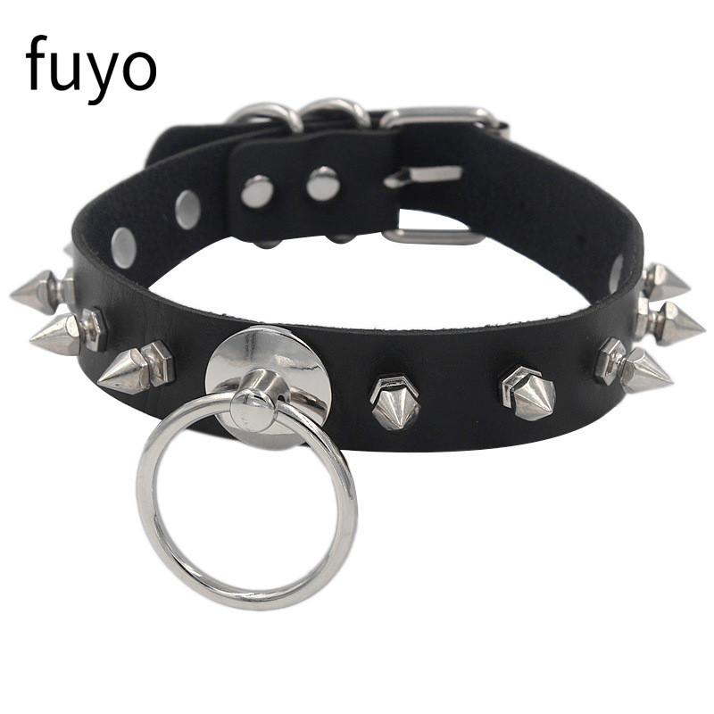 Punk Black Bell Lock PU Leather Necklaces for Women Cosplay Rock Geometry Rivet Collar Choker Necklaces Festival Jewelry