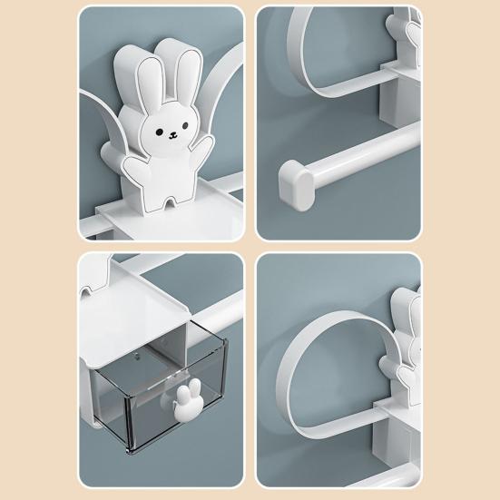 Soporte para accesorios para el cabello de conejo de dibujos animados, montaje en pared, sin taladro, diadema multifuncional, corbata para el pelo, Clip para el pelo, organizador de almacenamiento para sombreros