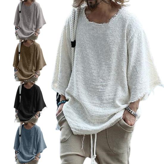 Pánské tričko Jednobarevné Volné Streetwear Dlouhý rukáv Horní díl s třásněmi na rande