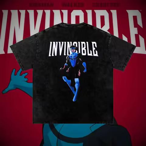 Superhero Invincible Graphic T-Shirt Mark Grayson Print T-shirt Vintage Washed T Shirt Men Women Clothing Short Sleeve Tees Tops