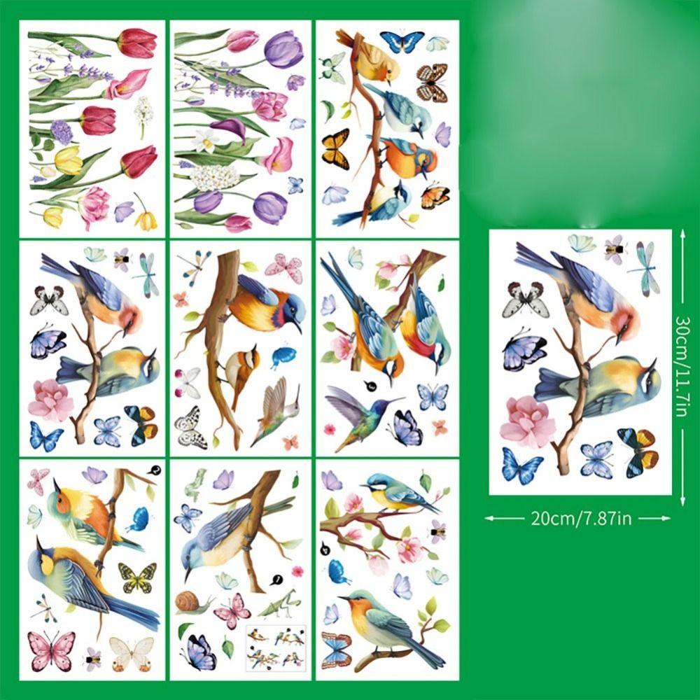 

Cartoon Bird Window Film Colorful Static Cling Film Wall Decals Window Sticker Festival Window Sticker