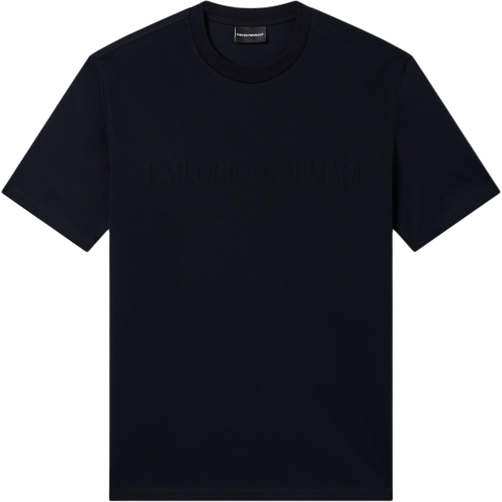 Emporio Armani Monochrome Logo Embellished Plain Knit Short Sleeve T-Shirt Men tops EM004593-AF10762-FB439 S
