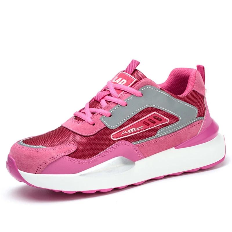Fashion Pink Safety Shoes Women Steel Toe Shoes Breathable Work Shoes Sneakers Lightweight Non-slip Safety Work Protective Sneakers
