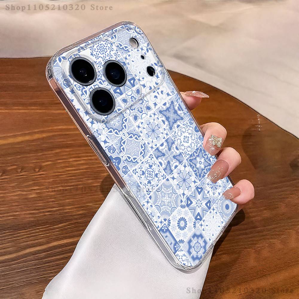 blue and white china pattern Phone Case For iPhone 17,16,11,15,13,14,12,Air,Mini,Plus,Pro,Max,Plus,E Clear Soft Shell