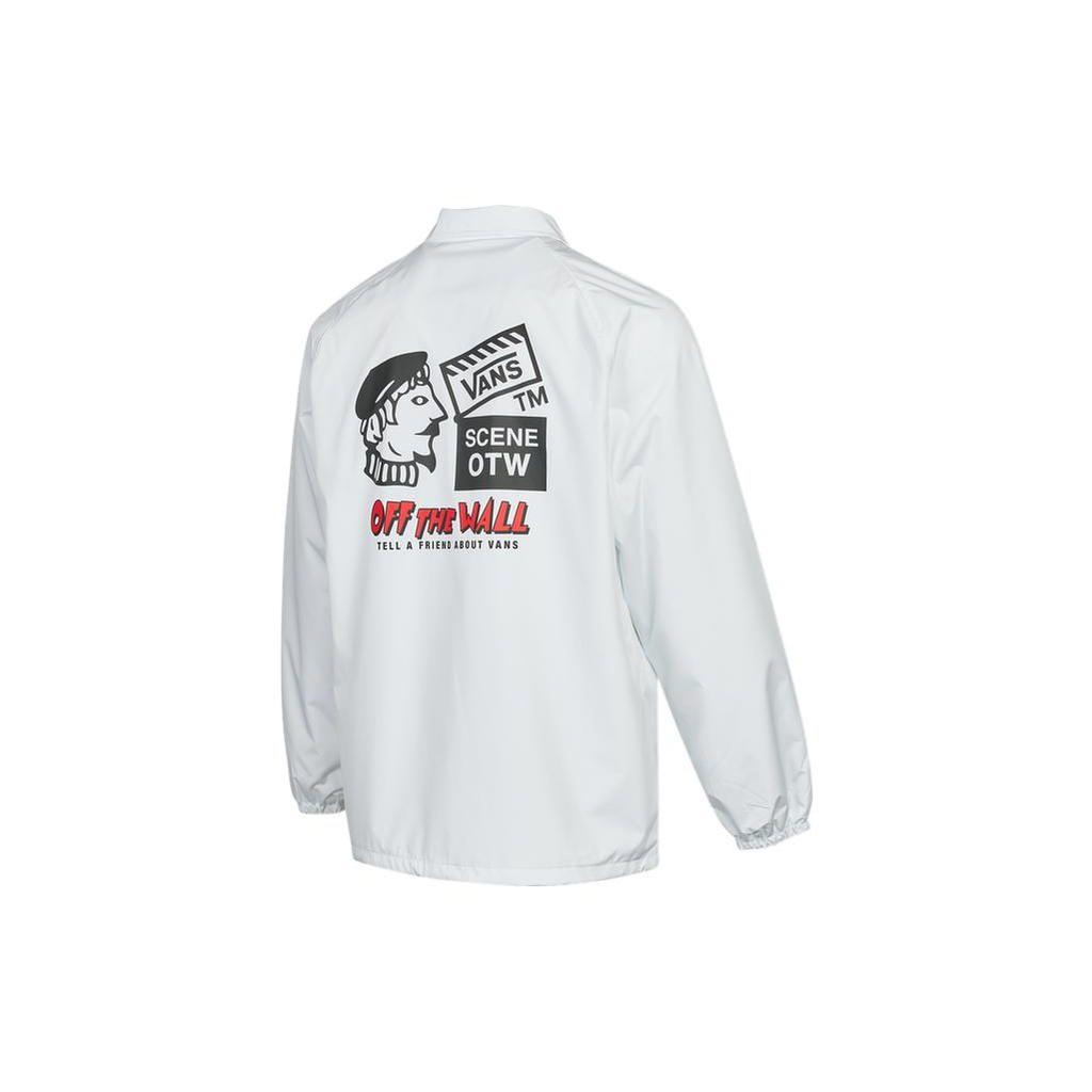 Vans Back Head Letter Pattern Printed Coach Jacket Men Jacket White VN0A54P4WHT