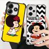 Mafalda Cartoon Cute Plating Phone Case For Xiaomi Redmi Note 14 15 Pro Plus 13 12 11 11S 11T 10 9S 9 5G Anti-Fall Airabag Cover