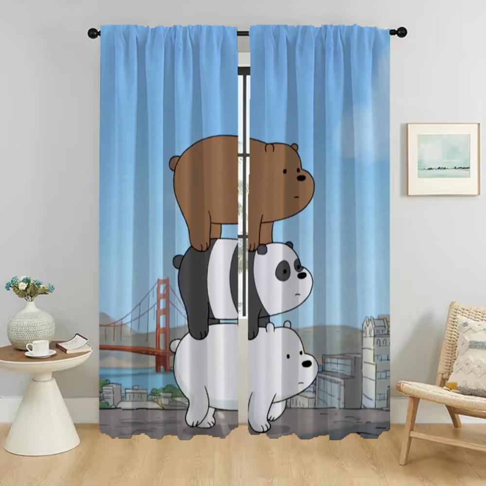 Elegant Room Curtains 2 Pieces We Bear Bears Window Curtain for Room 2 Panel Shades Home Interior Curtains Halloween Decoration