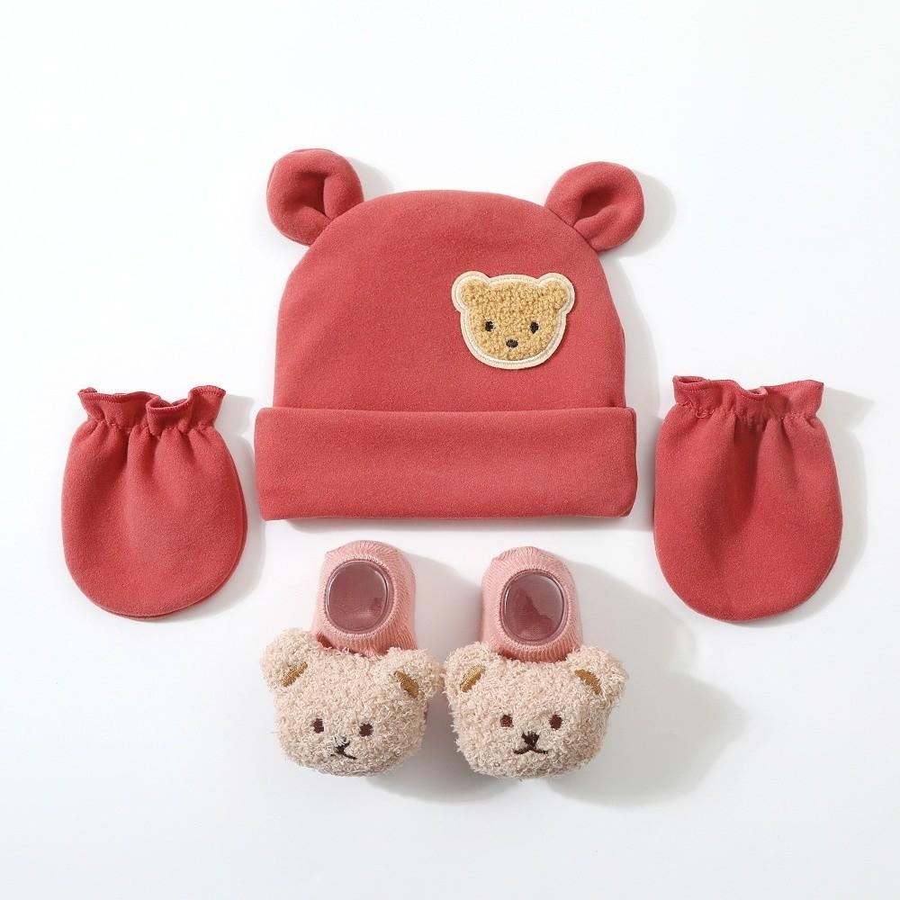 Elastic Baby Hat Gloves Socks Set Warm Infant Mittens Soft Newborn Hat Unisex
