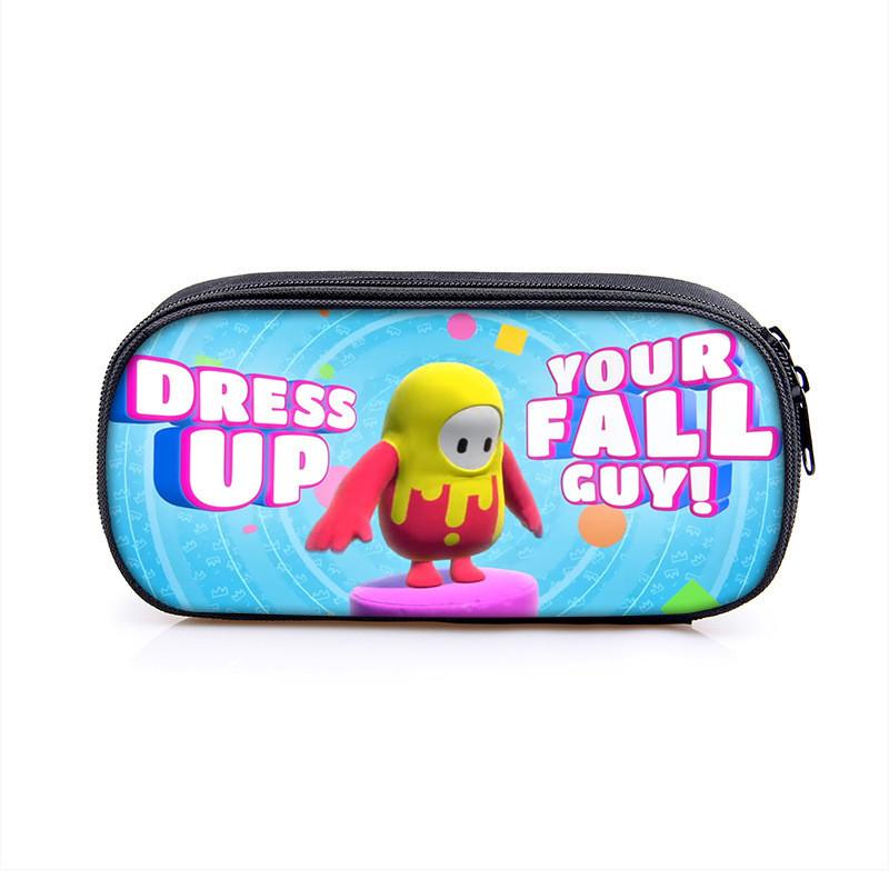 Fall Guys Cartoon Pencil Case For Students With Nylon Material Storage Organizer