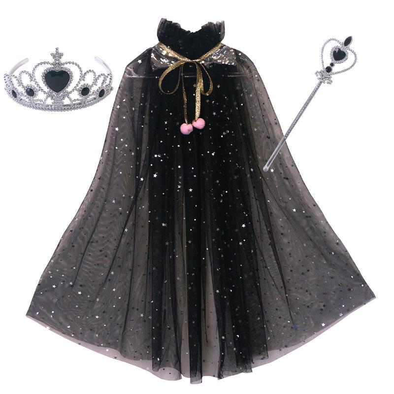 Girls' Elsa Princess Frozen Crown Set with Sequined Cape Shawl