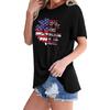 Frauen Casual Independence Day Druck Rundhals Lose Tops T-shirt Bluse