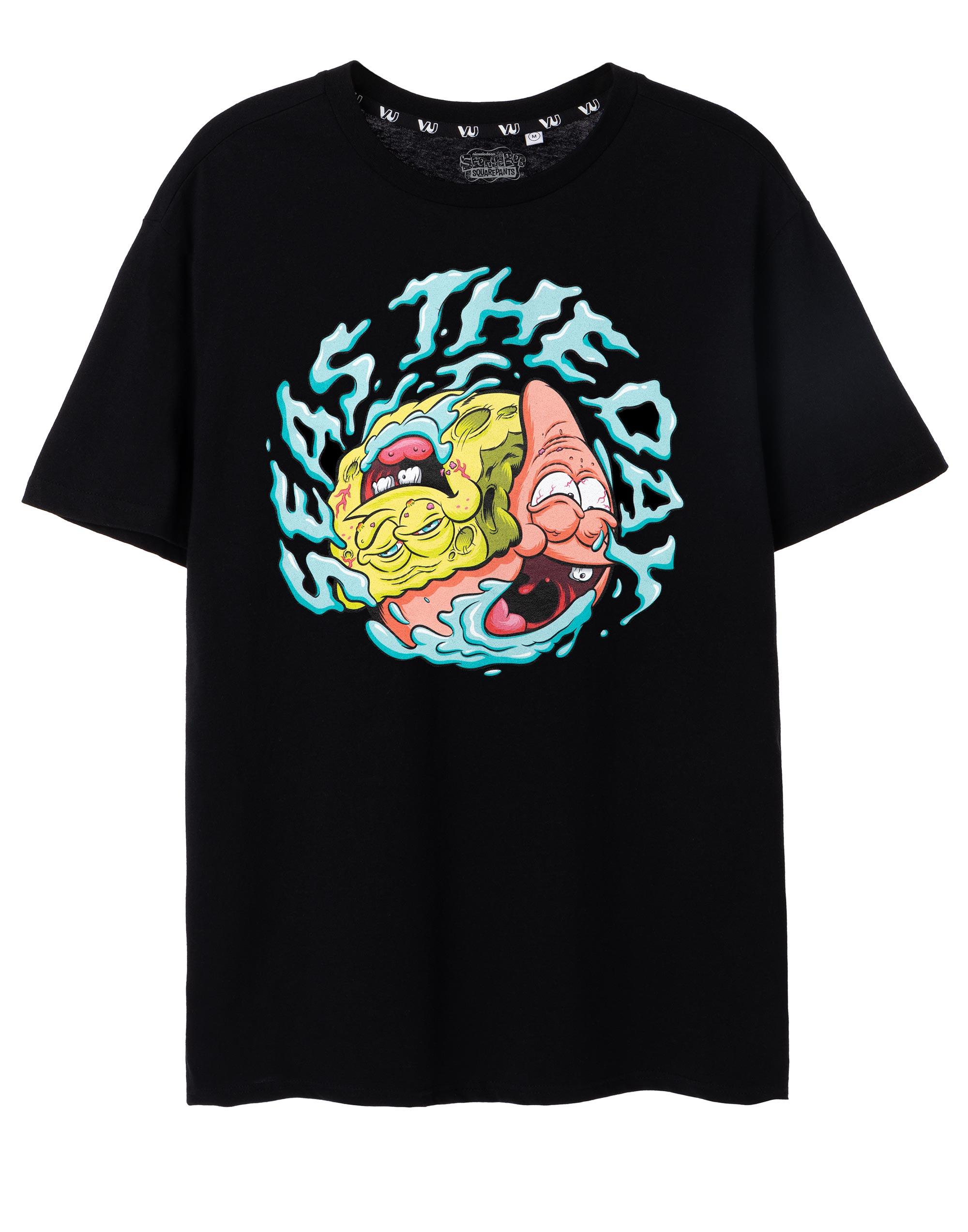 SpongeBob SquarePants Short Sleeved TShirt Unisexs Black Official Merch S