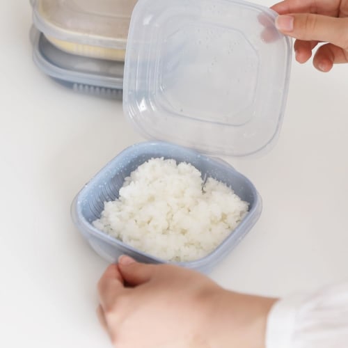 &NE Refra Recopo Containers, 3-Piece Set (Black, Yellow, Blue), Thaw and Defrost Frozen Rice, 150g Rice Serving, Made In Japan, Microwave and Dishwash