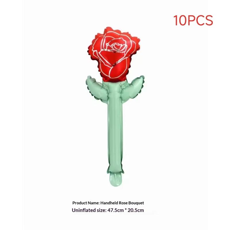 10/50Pcs Carnation Foil Balloons Valentine'S Day Rose Flower Balloon Decoration Valentine'S Day Flower Bouquet Birthday Decor