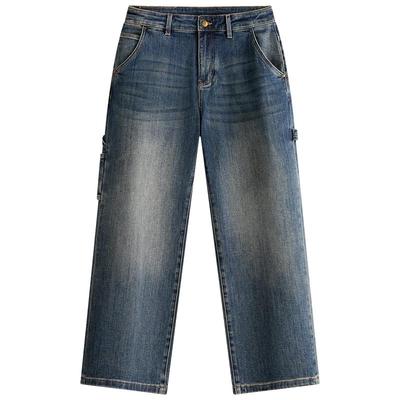 NVG·YOUNG Men's Washed Straight-Leg Workwear Jeans