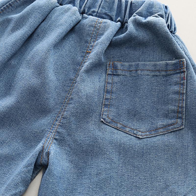 Boys' 2-Piece Cotton Set - Cartoon Dinosaur Short Sleeved T-shirt + Denim Shorts High - Quality Casual Outfit-6M-5Y