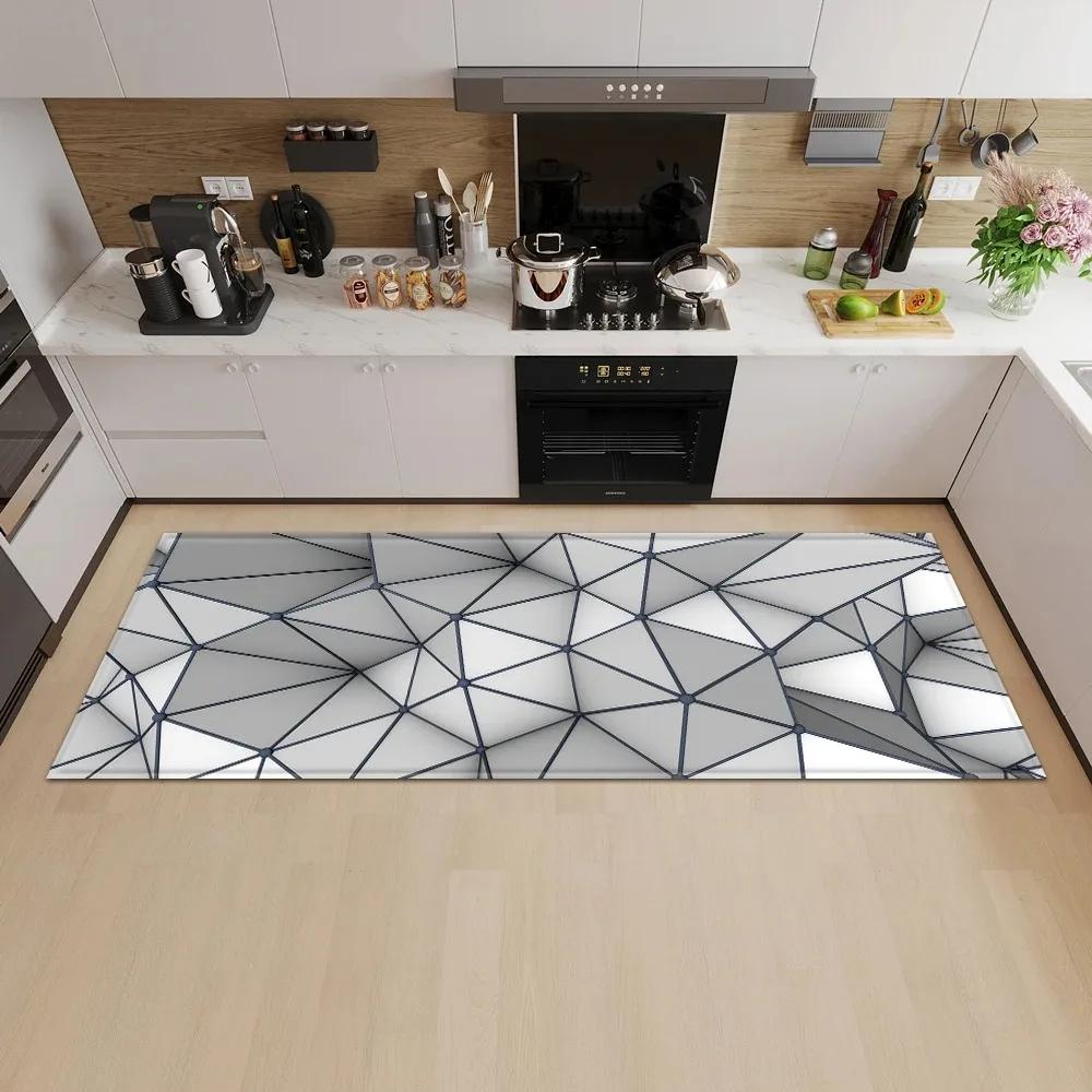 Geometric Square Pattern Home Kitchen Floor Mat Door Front Decoration Floor Mat