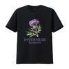 Damen Inverness Schottland Aquarell Distel T-Shirt Schwarz Groß Vintage Gewaschen Mode Vielseitiges Oberteil Für Den Alltag Weich
