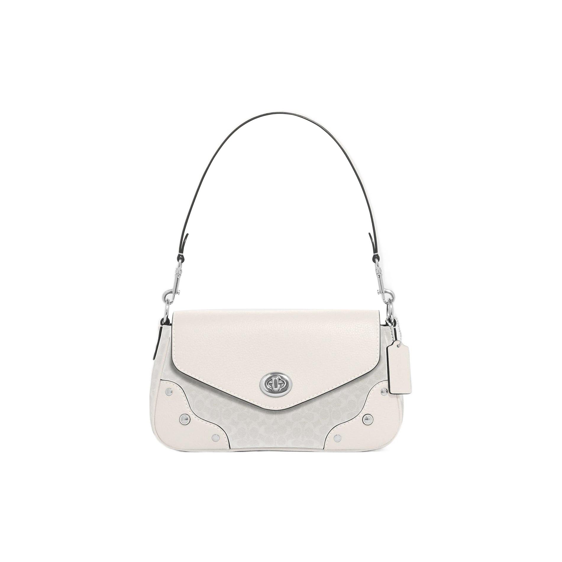 

Coach Millie 27 Letter Logo Lock Buckle Nameplate Studded Pebble Texture Canvas With Leather Shoulder Bag Women Shoulder Bag CE639-SVVS5 Basic Set (Bag+Dust Bag)