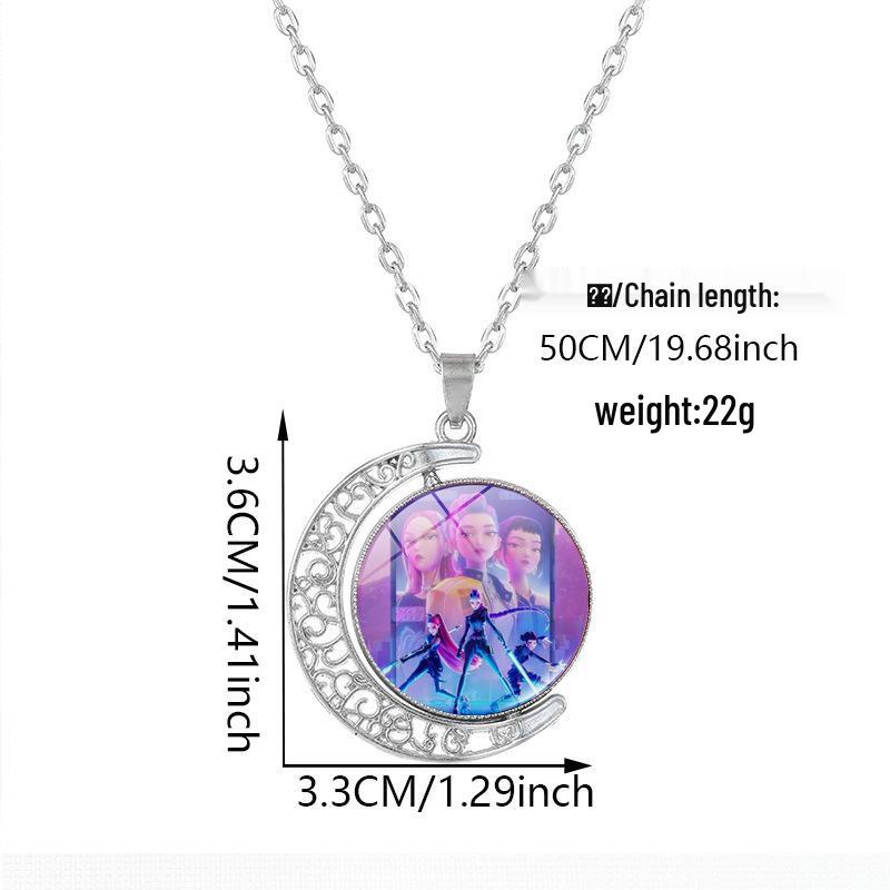 Double-Sided Rotating Moon Pendant Necklace - K-POP Demon Hunter Trio Jewelry