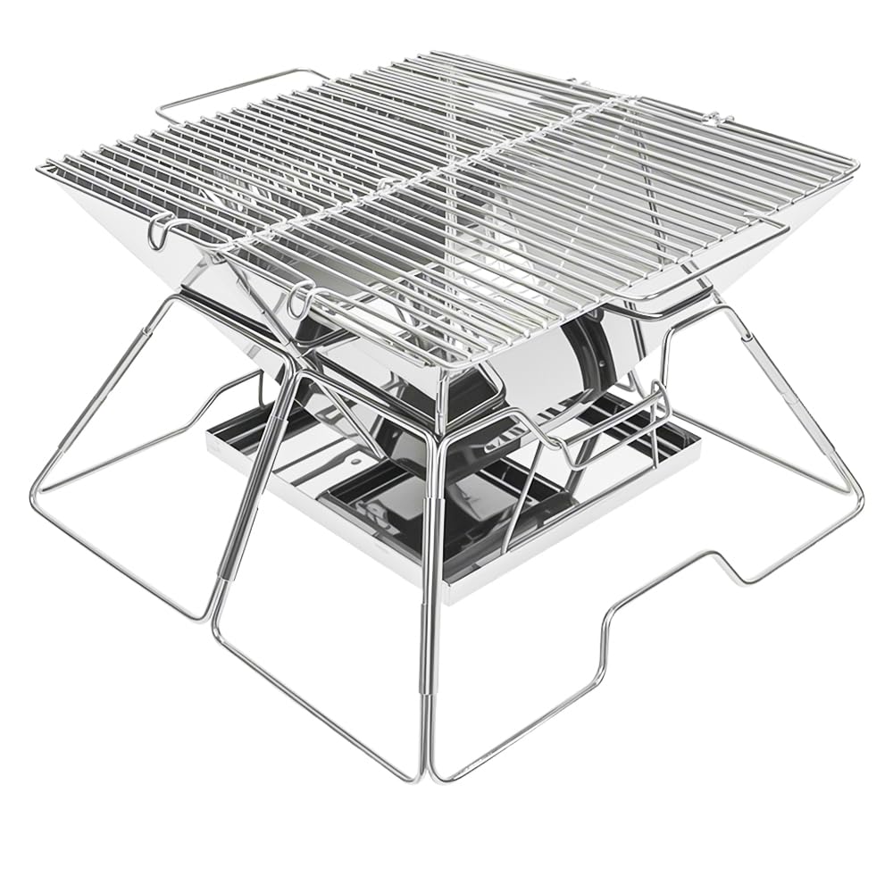 

CARBABY BBQ Stove, Fire Pit, Outdoor Stove, Folding, 2-in-1 BBQ Stove, Serves 2-4 People, Includes Ash Drain and Storage Bag