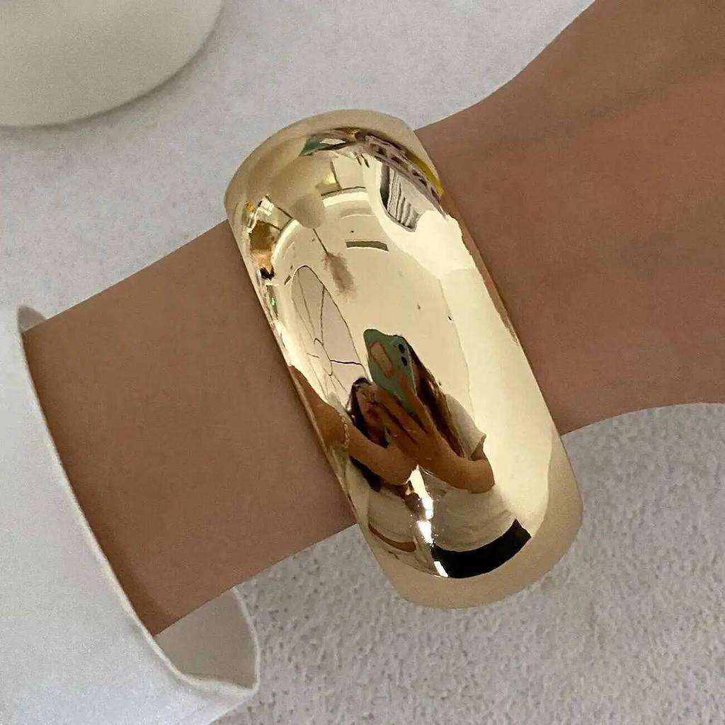 Ingemark 4 Styles Hip Hop Irregular Resin Plastic Bangles for Women Punk Irregular Metal Spring Bracelets Grunge Jewelry Gift