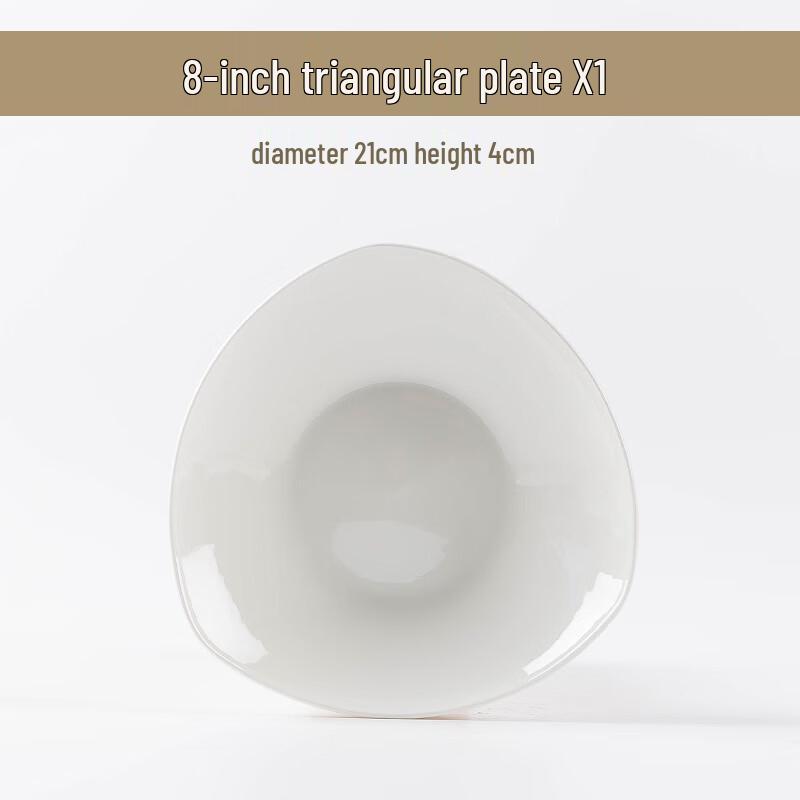 Jingdezhen Pure White Ceramic Triangular Plate 8-inch Triangular Plate