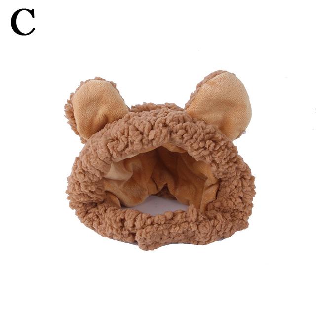 Kopfbedeckung für Haustiere und Katzen, Strickmütze, lustige Mütze mit Bärenohren, warm, kurzer Plüsch-Kopfschmuck, verstellbar, für Geburtstags-Anziehsachen, Heimtierbedarf
