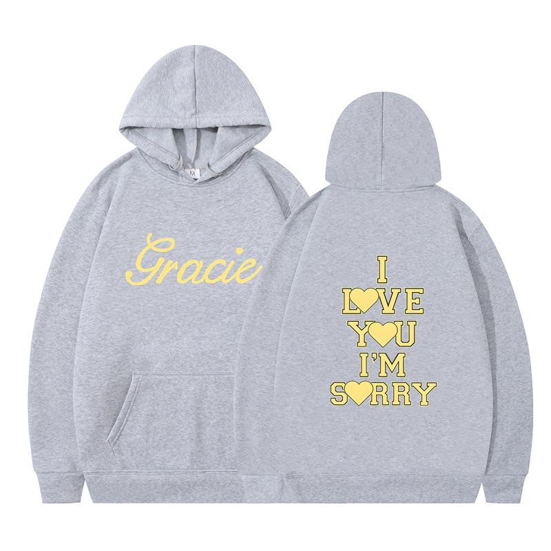 Kocham cię, przepraszam. Bluza z kapturem z nadrukiem Unisex z długim rękawem Modna bluza typu pulower Bluza promocyjna