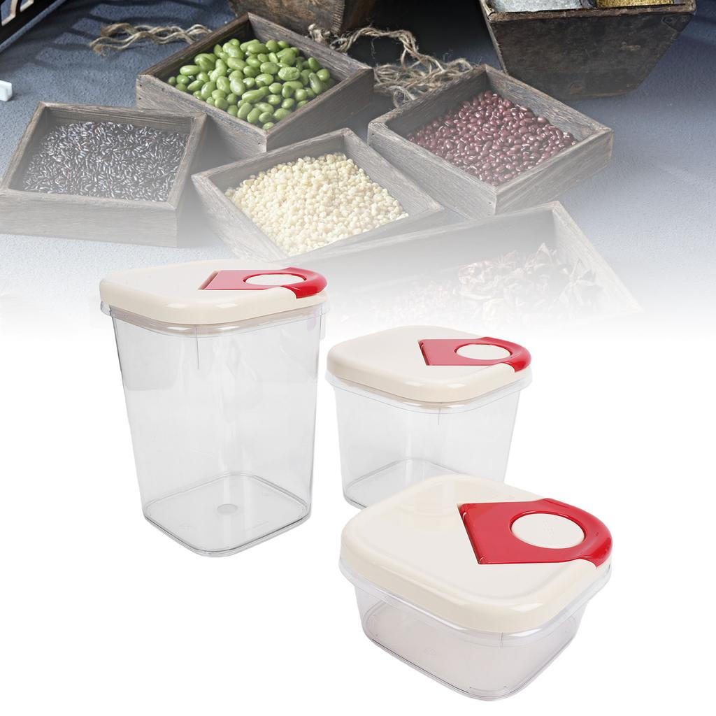 3 Pcs Food Storage Container Airtight Damp Proof Transparent Food Storage Box Set for Kitchen
