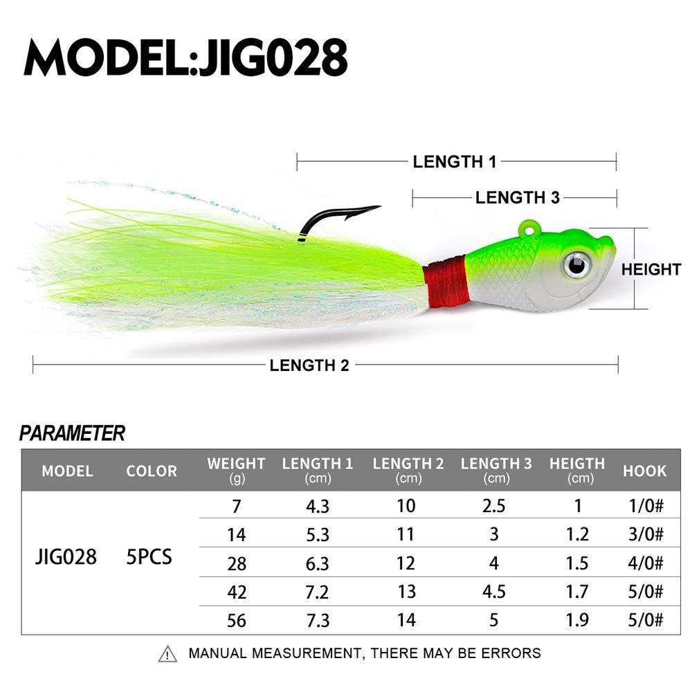 VIB Metal Jig Sinking Lure with Feather Hair Hook