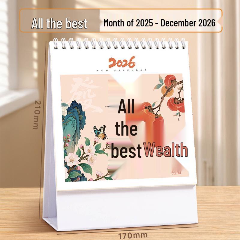 2026 Year of the Horse Customizable Thick Paper Table Calendar - Office Desktop Ornament with Company Logo Printing Available