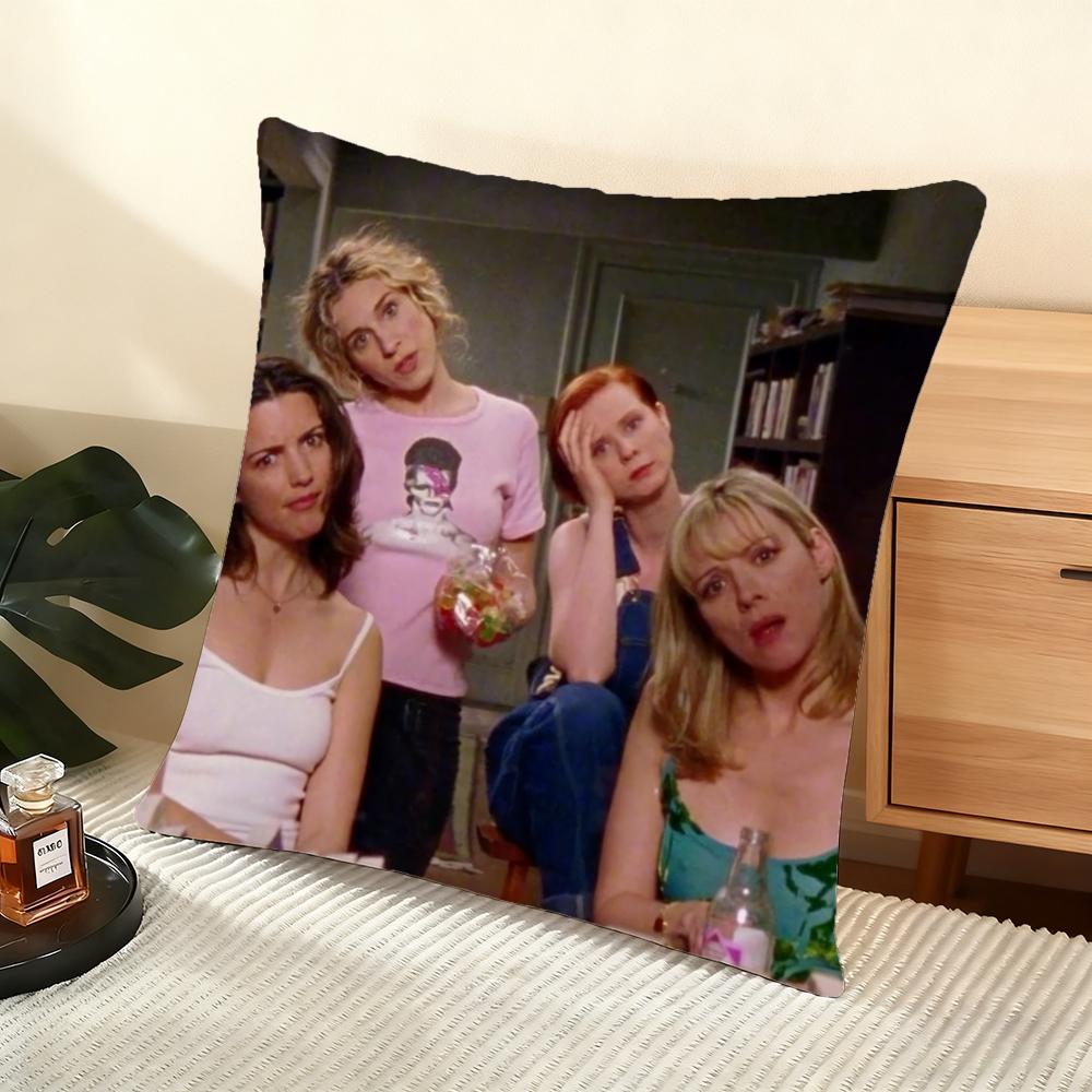 Cushion Cover Silky Short Plush Home Sofa Cushion Cover - Invisible Zipper Home Decoration S-Sex And The City TV