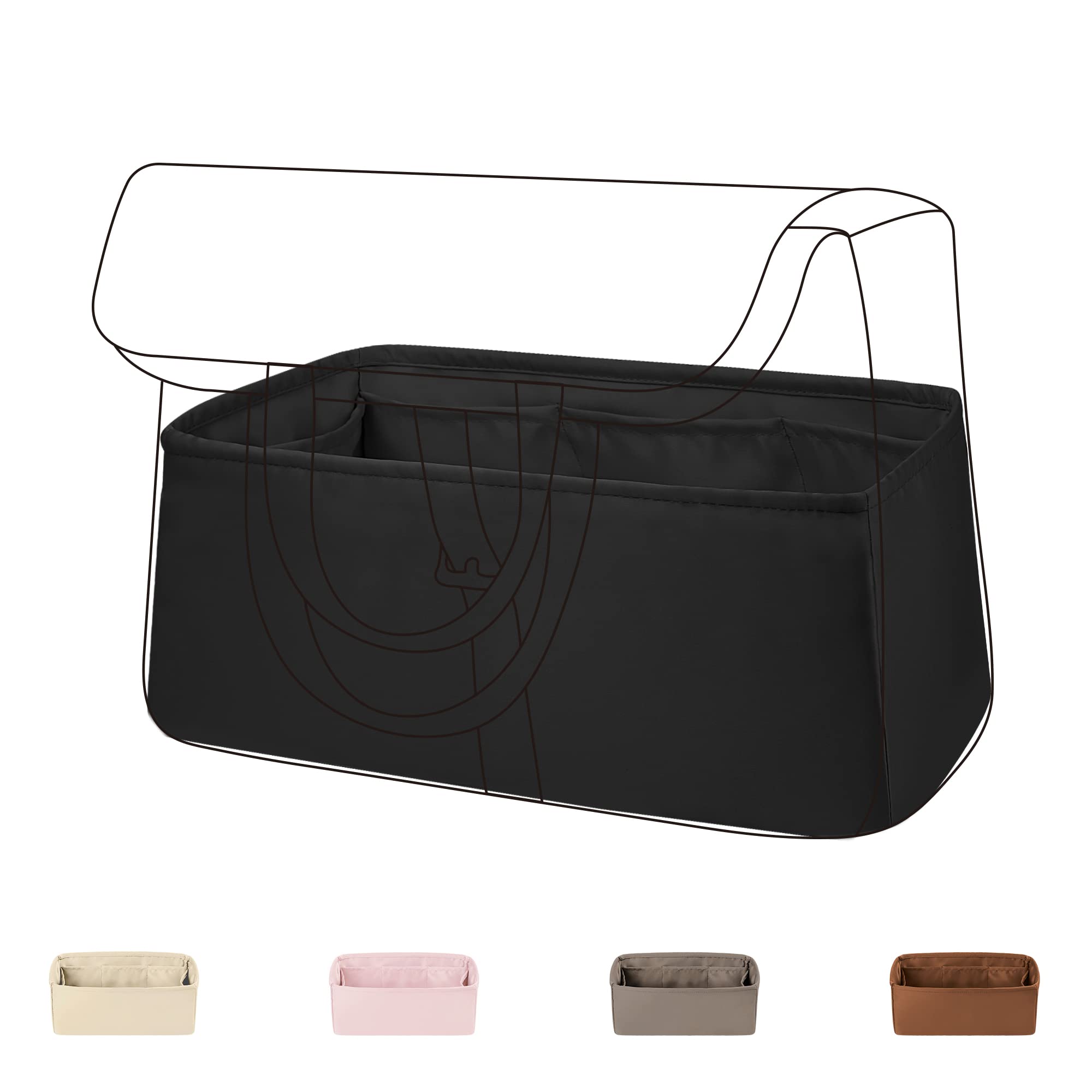 

DGAZ Bag Inner Bag, Luxury Silk Satin Tote Bag Inner Bag, Compatible with Halzan 202531 Bags (Black, Halzan 25)