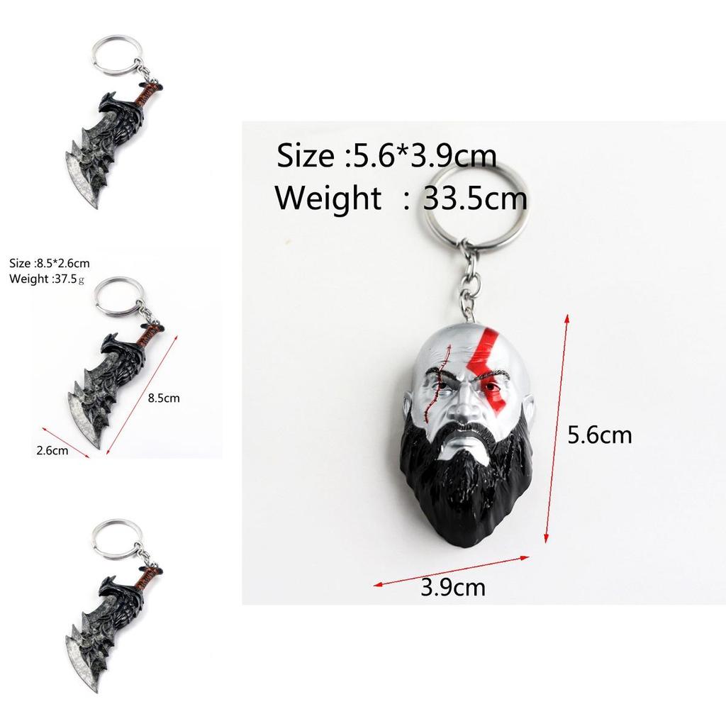 Von Gott Krieg 4 Kratos 3D Kopf Schlüsselanhänger Leviathan Axt Schlüsselanhänger Ring Metall Schmuck