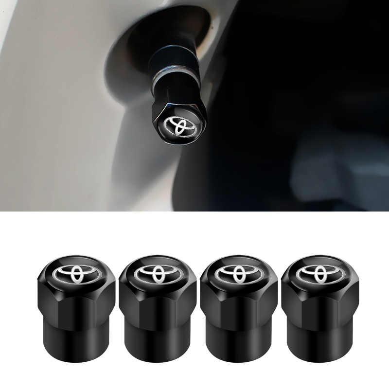 4Pcs Toyota Logo Aluminum Tire Stem Valve Caps Car Tire Wheel Stem Air Valve Caps for sticker Car Motorcycle Bike