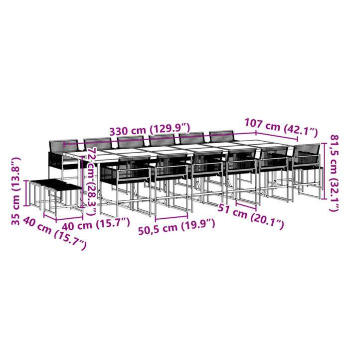 VidaXL Ensemble à manger de jardin 17 pcs noir résine tressée 3295057